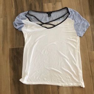 White and blue t-shirt